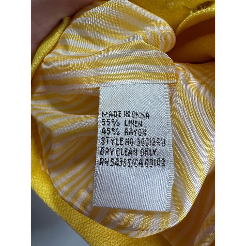 VTG 90s Nygard Collection Petites Women's Linen Blend Yellow Blazer Jacket sz 12 - Picture 5 of 6